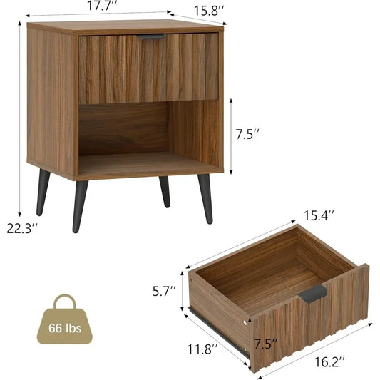 Fluted Nightstand Set