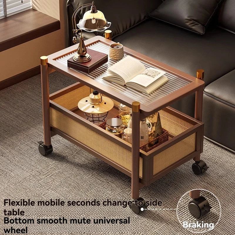 Movable Side Table with Wheels