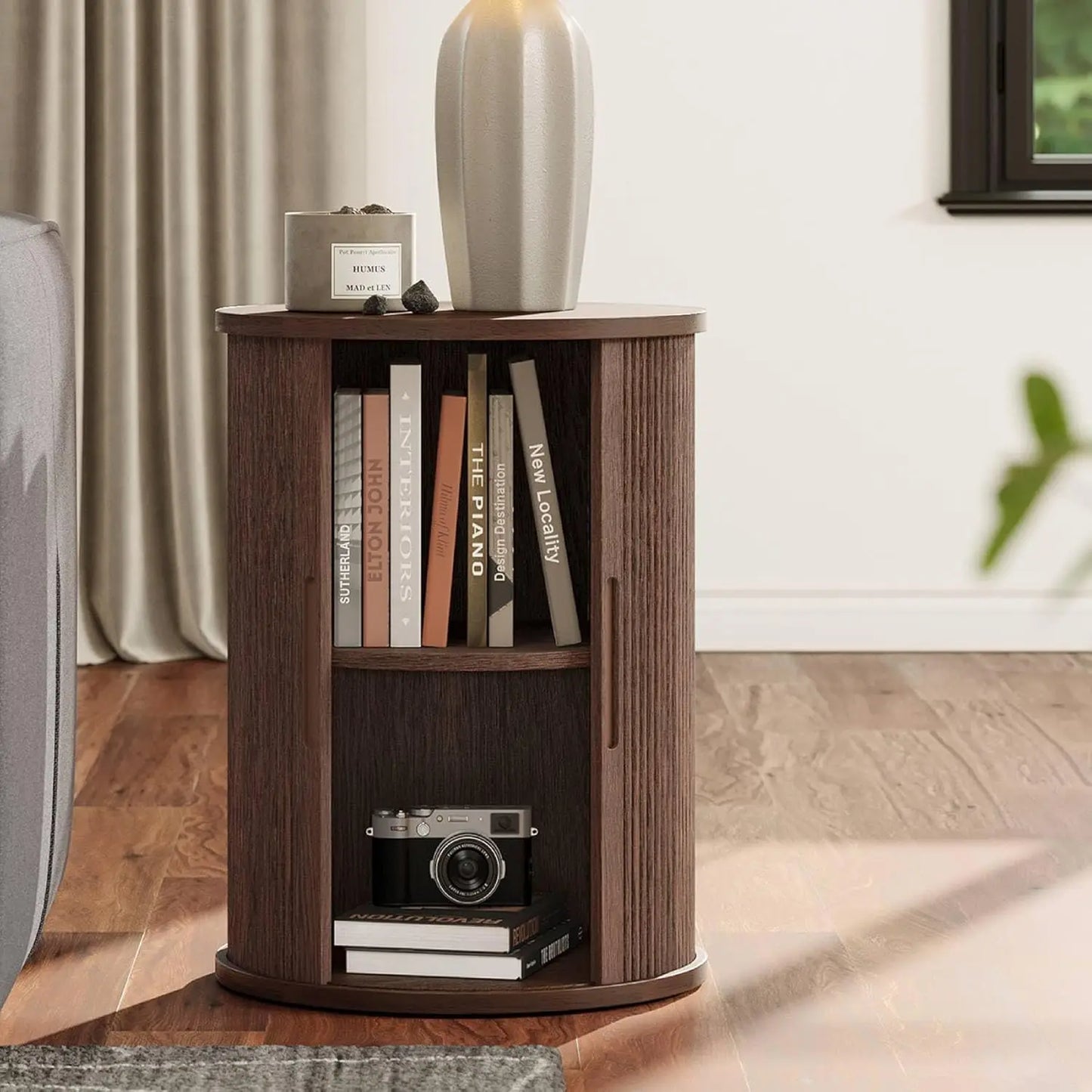 Round Fluted End Table