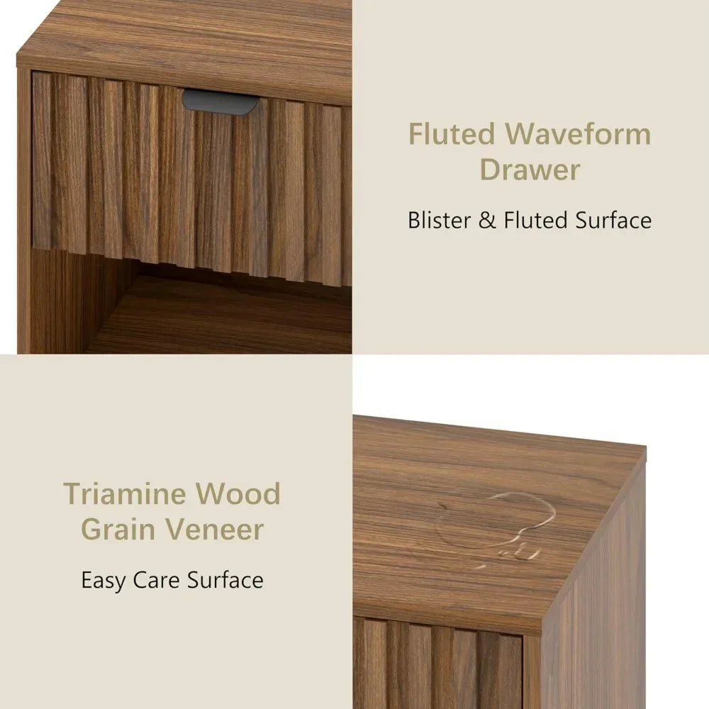 Fluted Nightstand Set