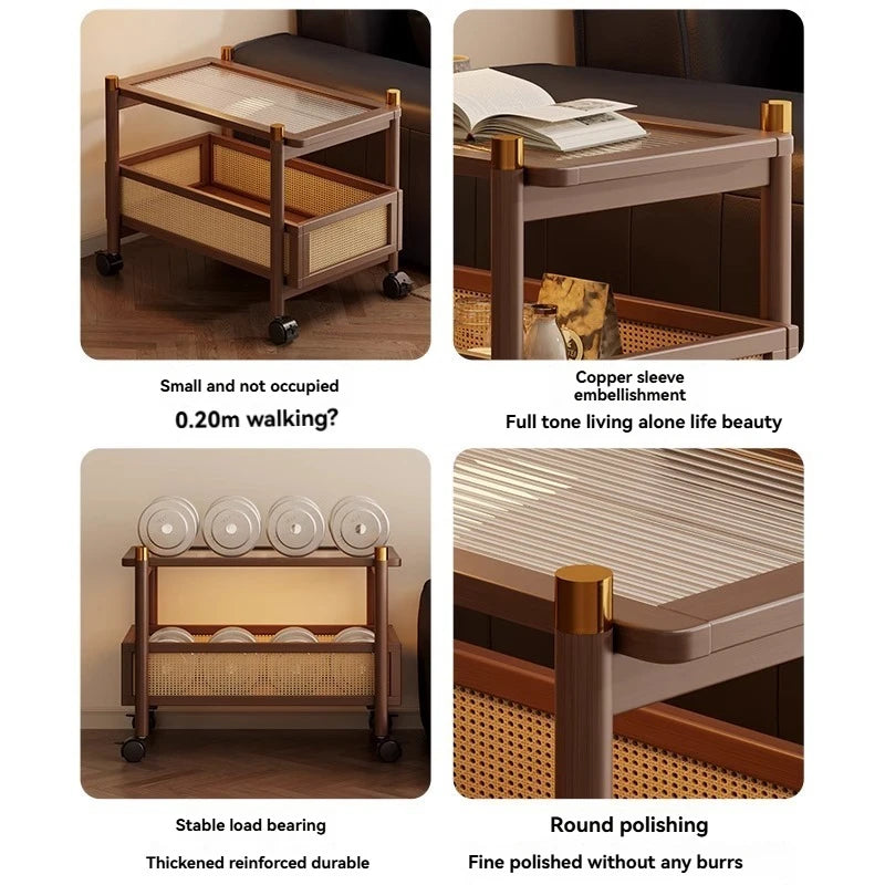 Movable Side Table with Wheels