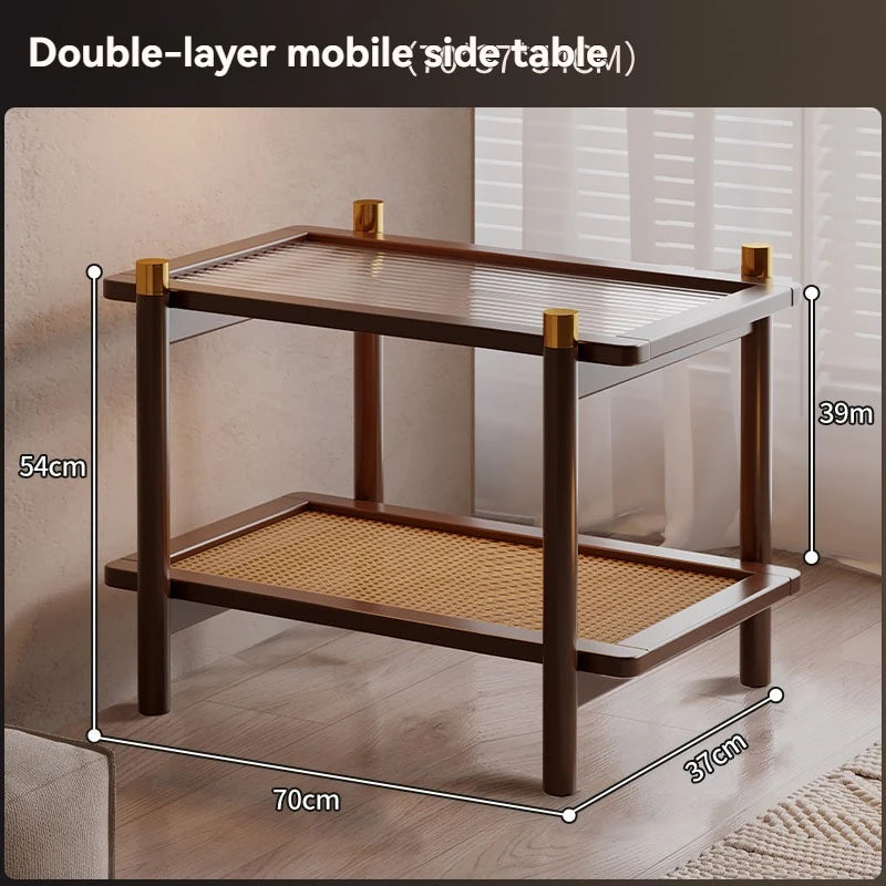 Movable Side Table with Wheels