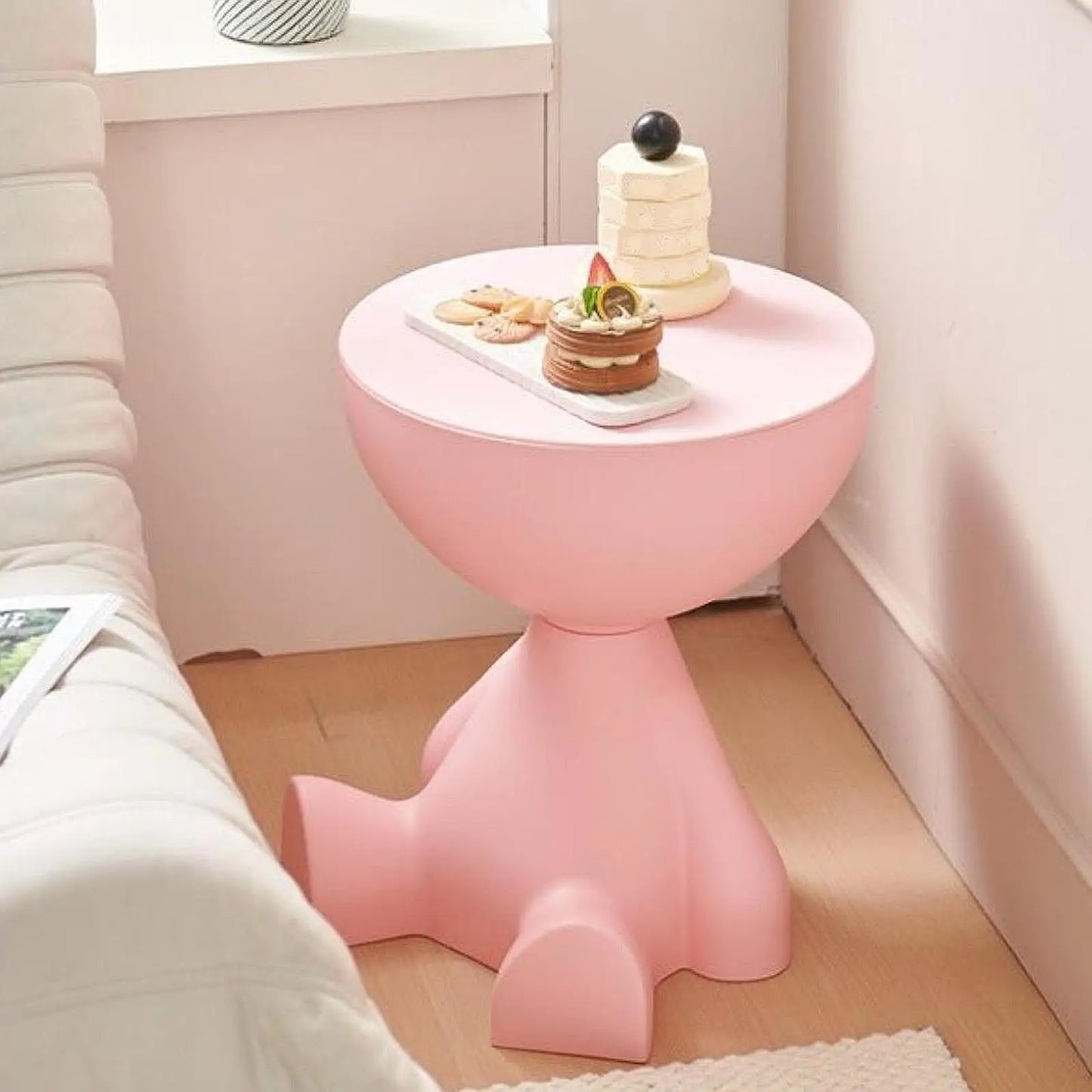 Compact Flat Head Side Table with Storage
