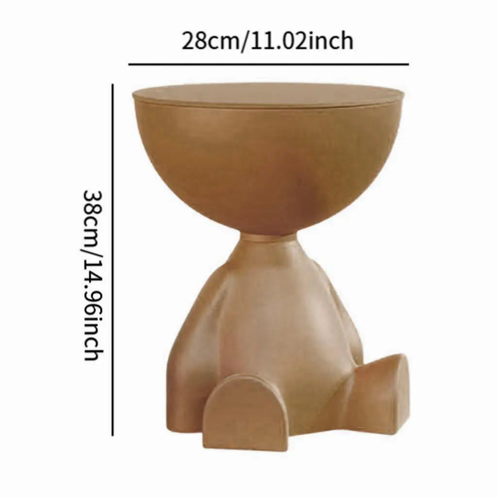 Compact Flat Head Side Table with Storage
