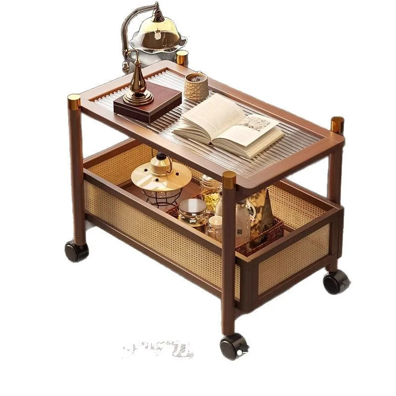 Movable Side Table with Wheels