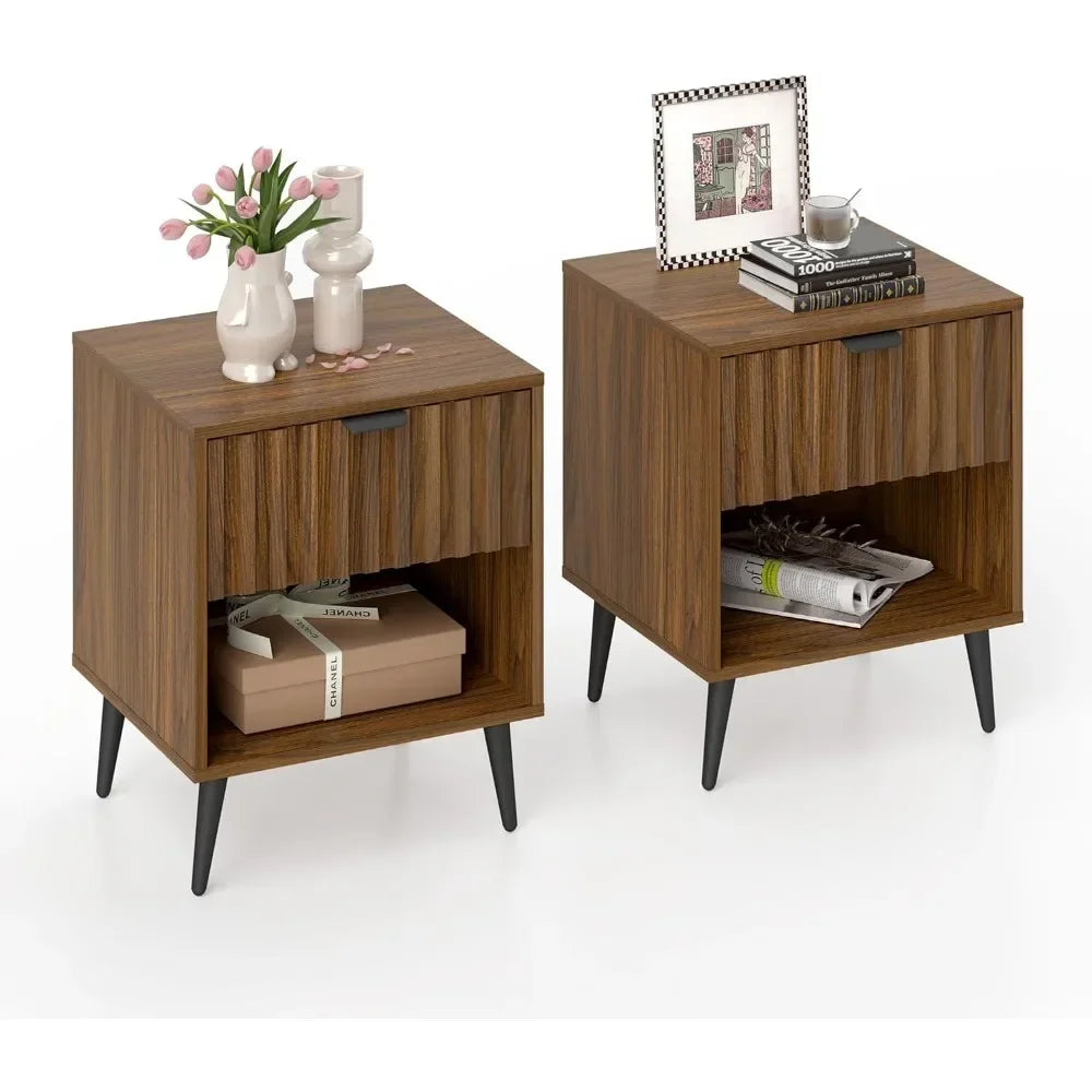 Fluted Nightstand Set