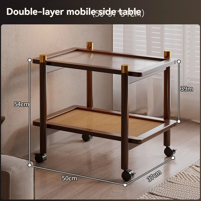 Movable Side Table with Wheels