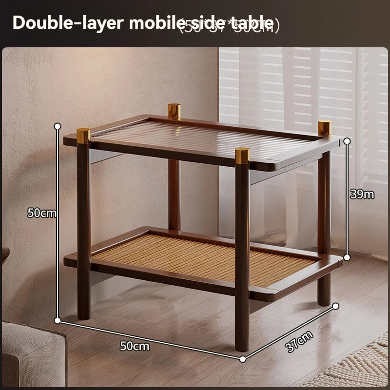 Movable Side Table with Wheels