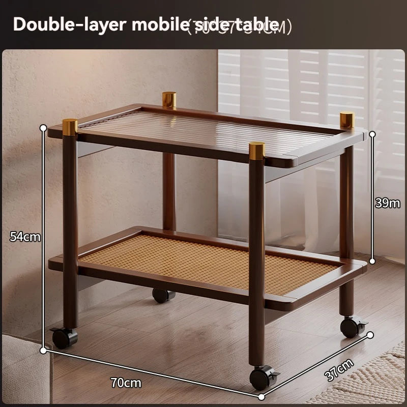 Movable Side Table with Wheels