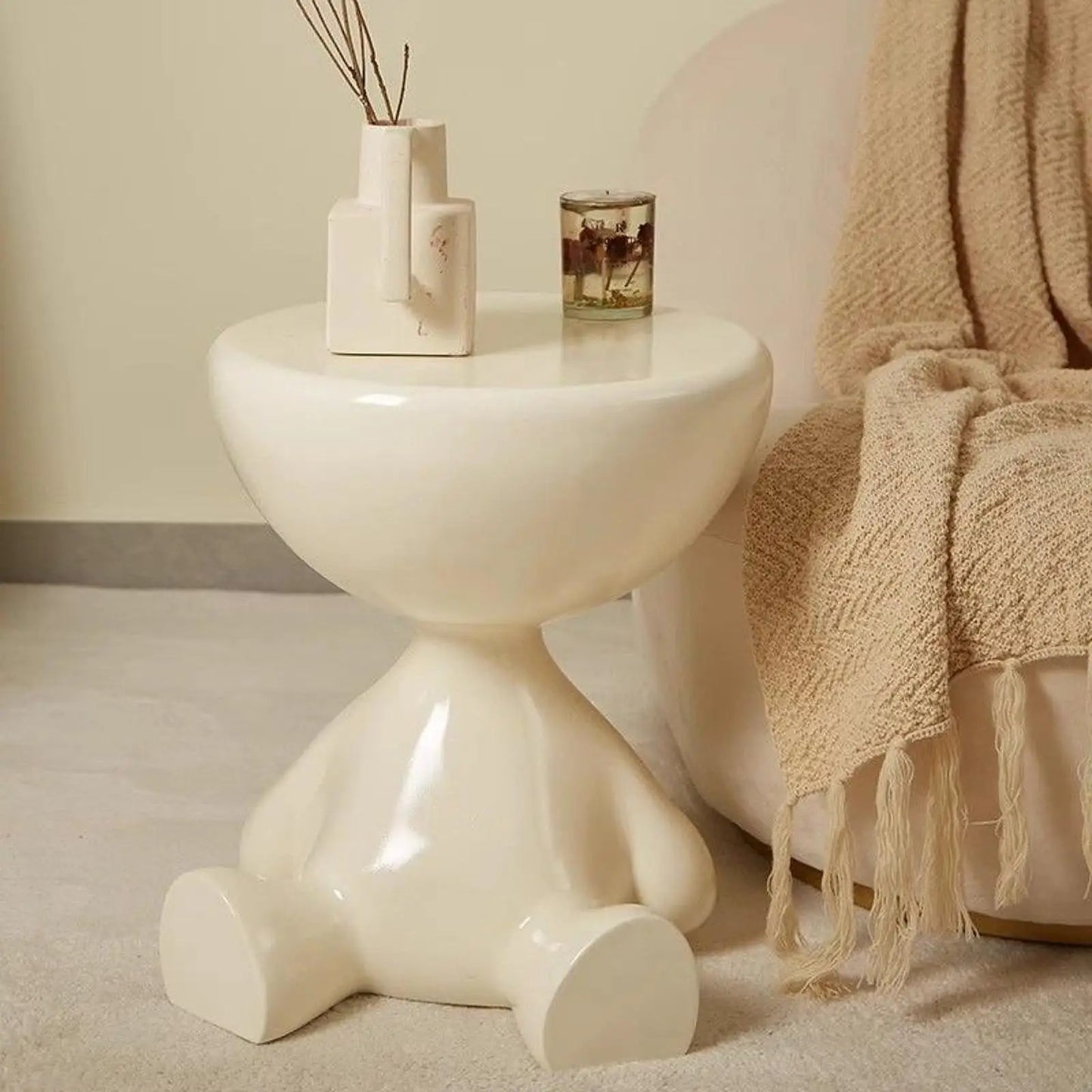 Compact Flat Head Side Table with Storage